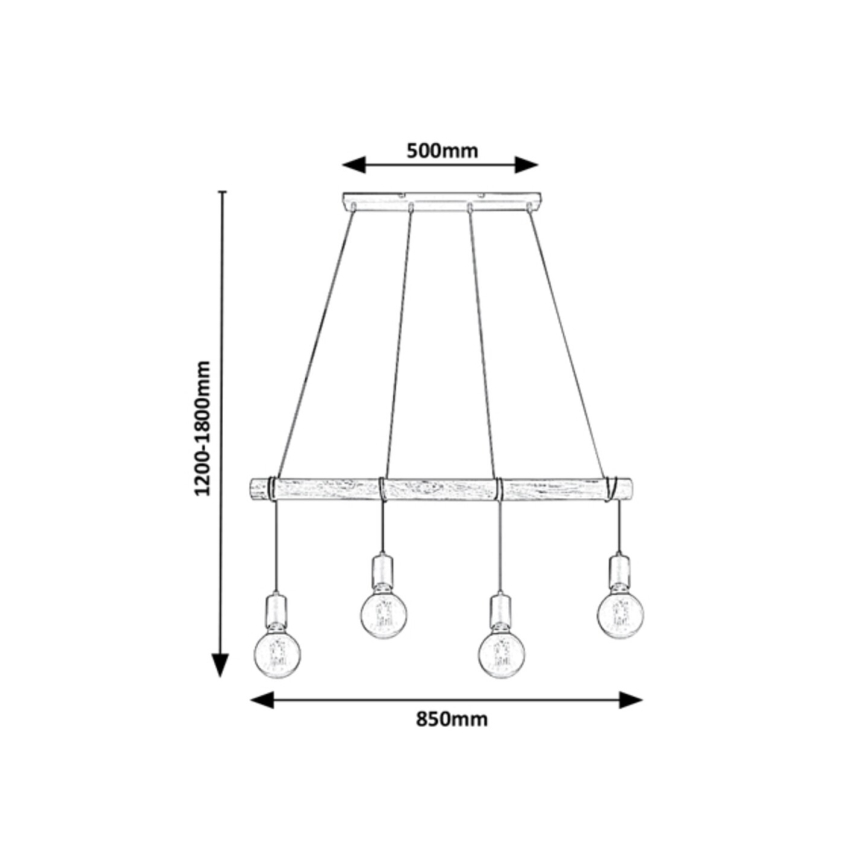 Rabalux - Candelabro suspenso 4xE27/40W/230V eucalipto