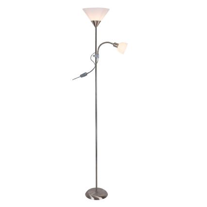 Rabalux - Candeeiro de pé ACTION 1xE27/100W/230V + 1xE14/25W cromo fosco/branco