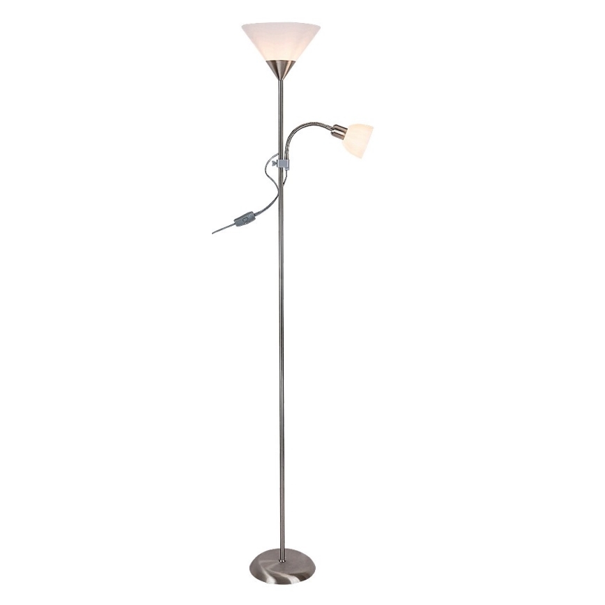 Rabalux - Candeeiro de pé ACTION 1xE27/100W/230V + 1xE14/25W cromo fosco/branco