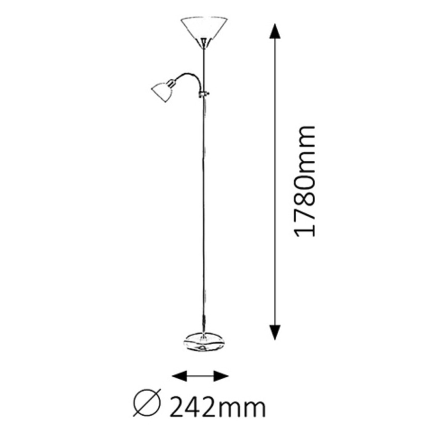 Rabalux - Candeeiro de pé ACTION 1xE27/100W/230V + 1xE14/25W cromo fosco/branco