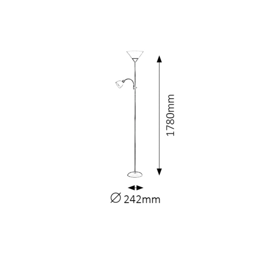 Rabalux - Candeeiro de chão 1xE27/100W+1xE14/25W/230V castanho