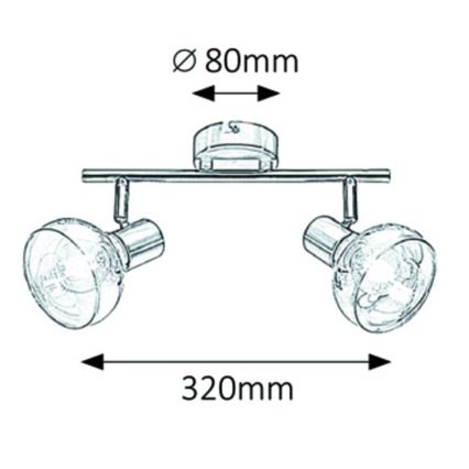 Rabalux 5556 - Foco HOLLY 2xE14/40W/230V cromo brilhante