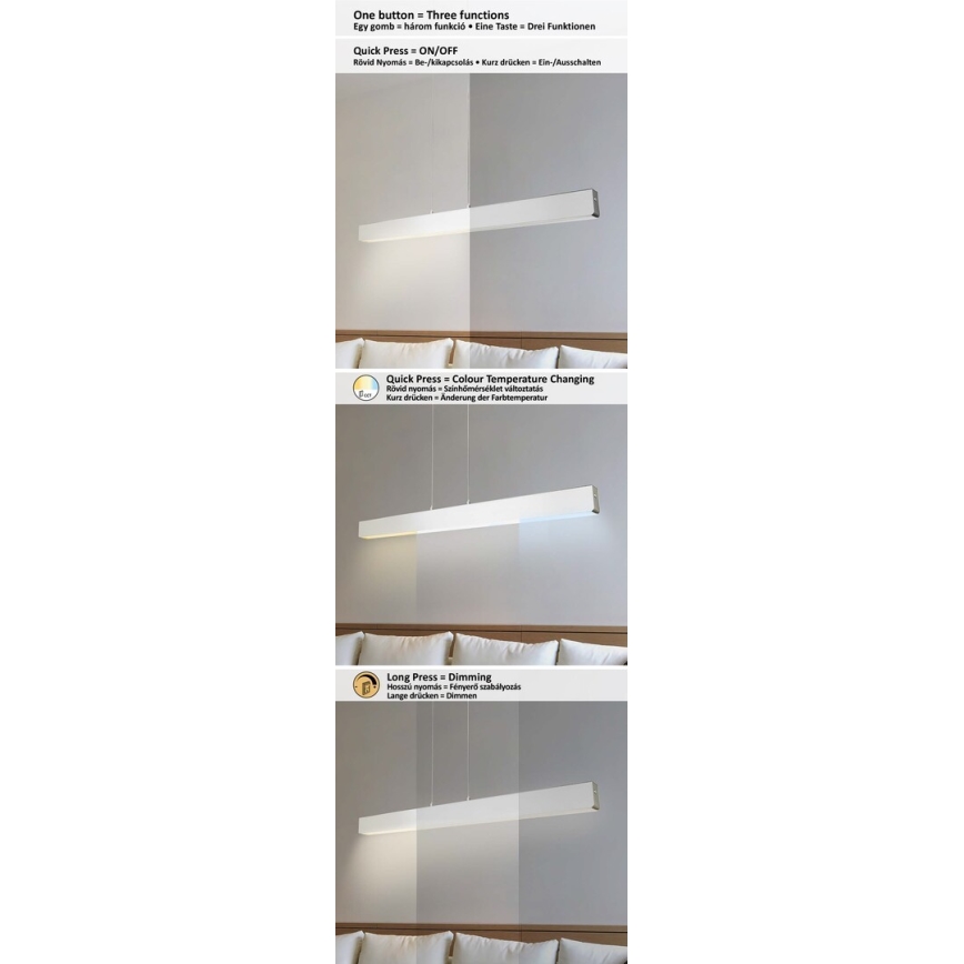 Rabalux - Candelabro suspenso LED com regulação LED/24W/230V 2700/4000/6500K 120 cm