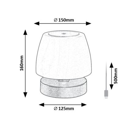 Rabalux - Lâmpada de mesa LED regulável LED/3W/5V 2000 mAh IP44