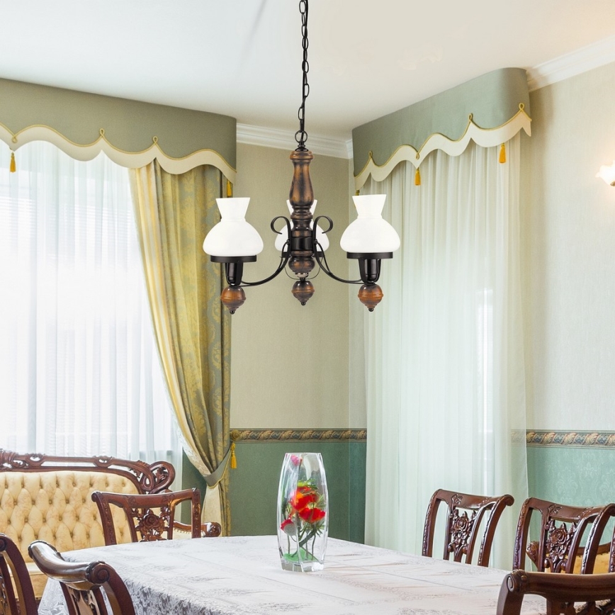 Rabalux - Candelabro suspenso 3xE27/60W/230V nogueira