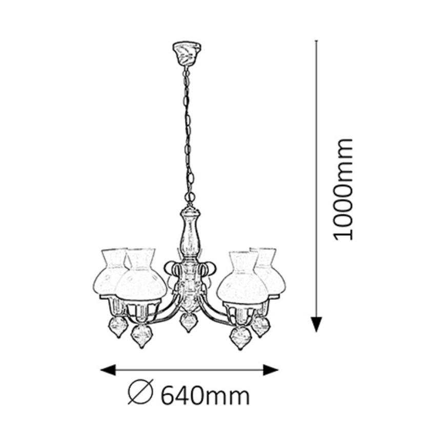 Rabalux - Candelabro suspenso 5xE27/60W/230V nogueira
