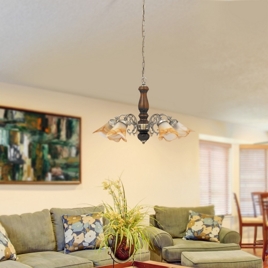 Rabalux - Candelabro suspenso 5xE14/40W/230V nogueira