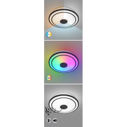 Rabalux - Candeeiro de tecto LED RGB regulável com altifalante, LED/24W/230V 3000-6500K, com comando remoto, diâmetro 39,5 cm