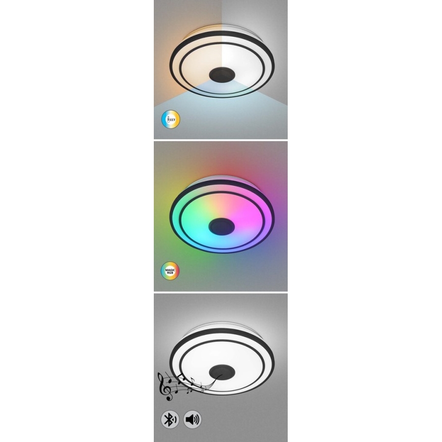 Rabalux - Candeeiro de tecto LED RGB regulável com altifalante, LED/24W/230V 3000-6500K, com comando remoto, diâmetro 39,5 cm