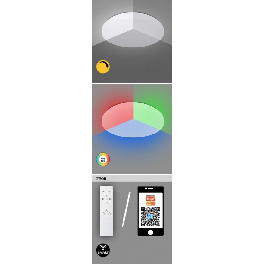 Rabalux - Luminária de teto LED RGB regulável LED/24W/230V Wi-Fi Tuya 3000-6500K 31 cm