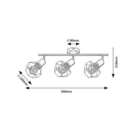 Rabalux - Foco 3xE27/40W/230V preto