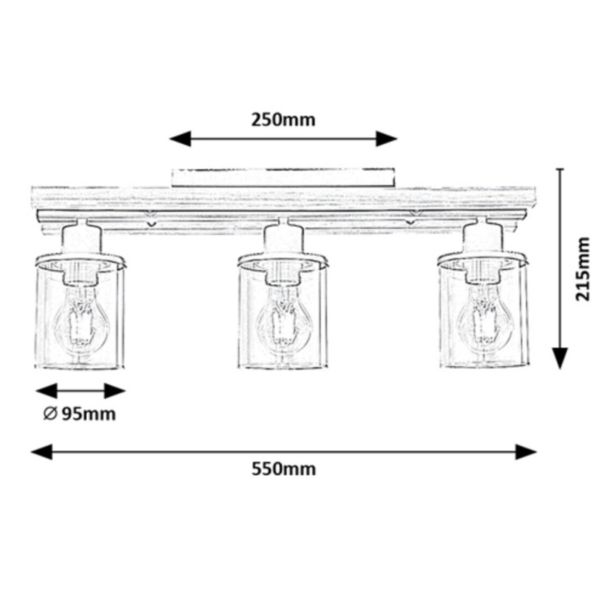 Rabalux - Plafonier fix 3xE27/230V