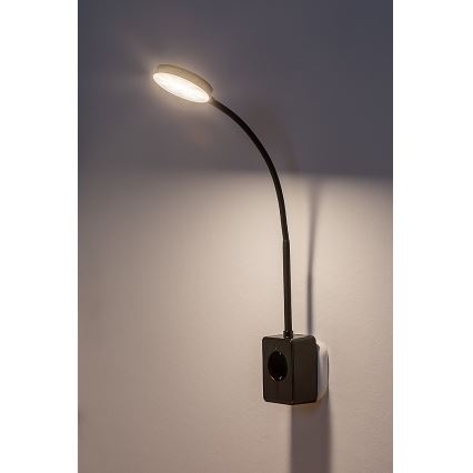 Rabalux - Aplique de parede LED regulável LED/4W/230V com porta USB para tomada 3000/4000/6000K preto