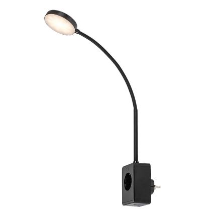 Rabalux - Aplique de parede LED regulável LED/4W/230V com porta USB para tomada 3000/4000/6000K preto