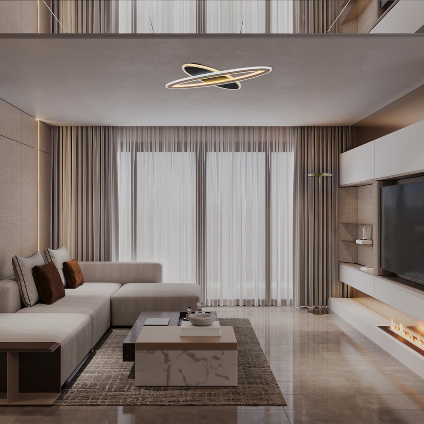 Rabalux - Candeeiro de teto LED dimerizável 70W/230V 3000/4000/6000K preto + controlo remoto diâmetro 70 cm