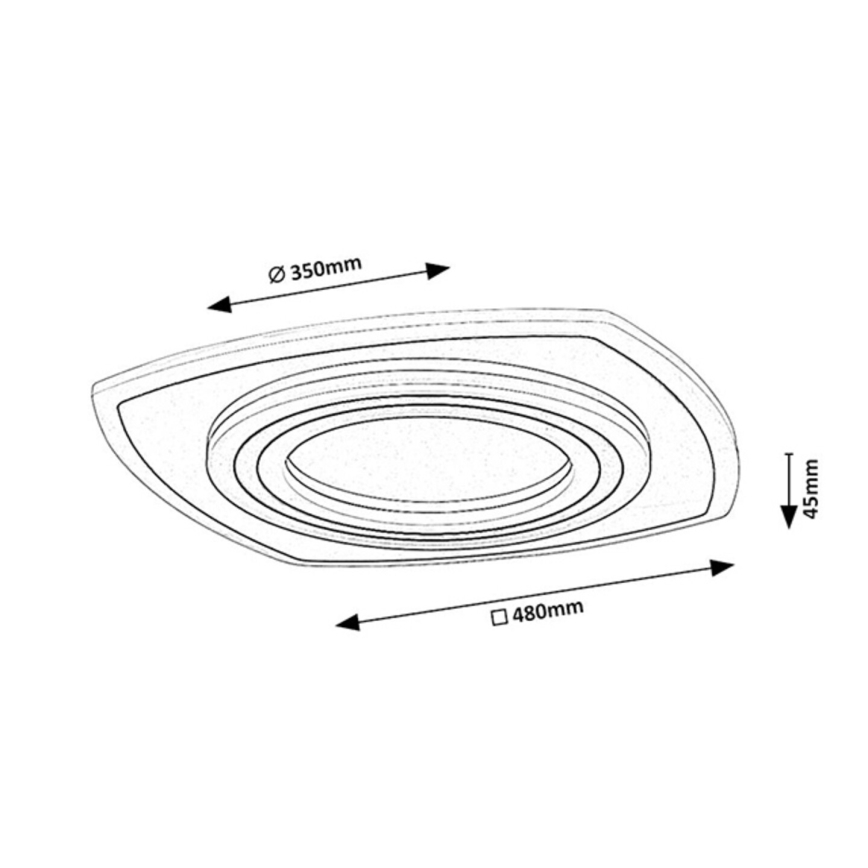 Rabalux - Luminária de teto LED dimerizável LED/60W/230V 3000/4000/6000K cromado mate/preto + controlo remoto 48x48 cm
