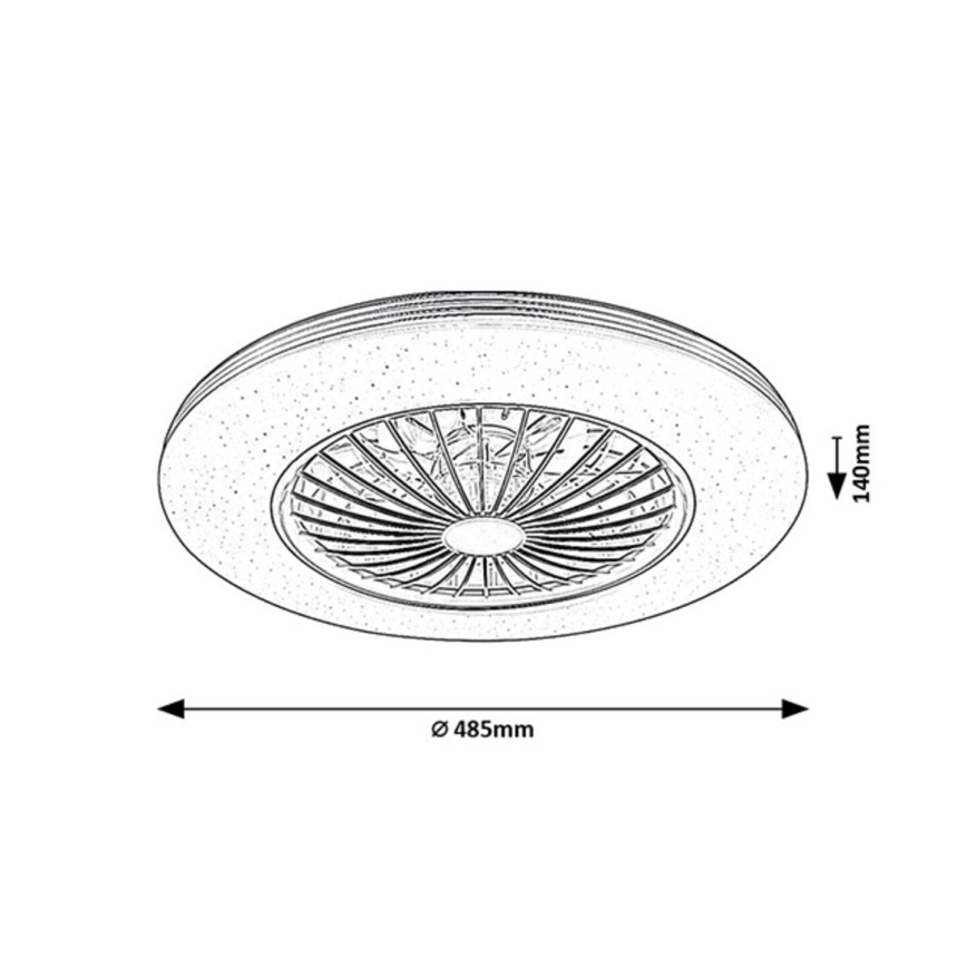 Rabalux - Luminária de teto LED regulável com ventilador LED/48W/230V 3000-6500K + controlo remoto