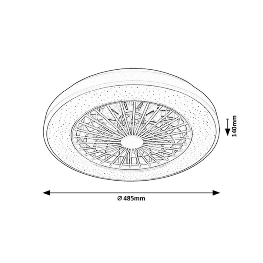 Rabalux - Luminária de teto LED regulável com ventilador LED/48W/230V 3000-6500K + controlo remoto