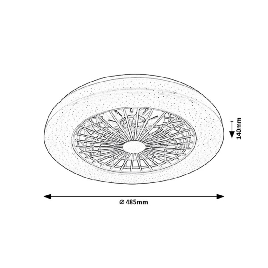 Rabalux - Luminária de teto LED RGB regulável com ventilador LED/48W/230V 3000-6500K + controlo remoto
