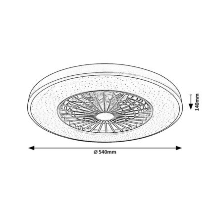 Rabalux - Luminária de teto LED regulável com ventilador LED/72W/230V 3000-6500K + controlo remoto