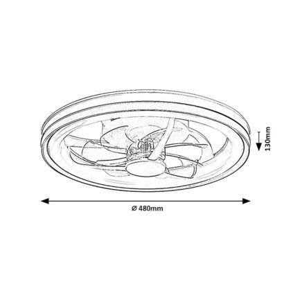 Rabalux - Iluminação de teto LED com regulação e ventoinha LED/40W/230V 3000/4000/6000K Wi-Fi + comando