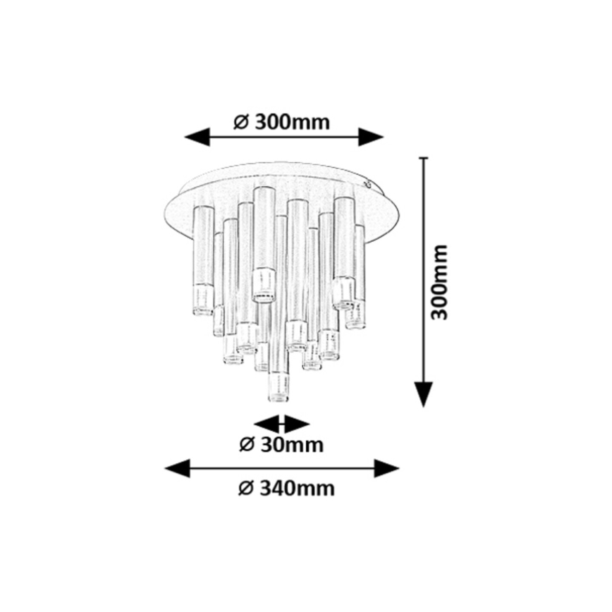 Rabalux - Candeeiro de teto 13xG9/5W/230V preto Ø 34 cm