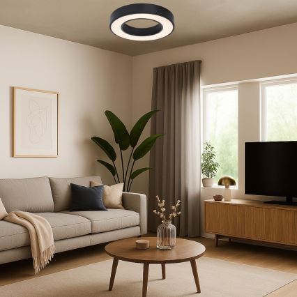 Rabalux - Luminária de teto LED, 24W/230V, 3000/4000/6500K, Ø 40 cm, preta