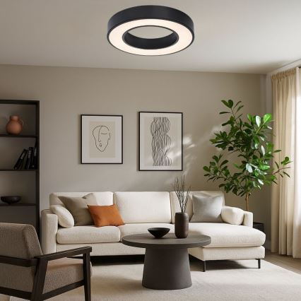 Rabalux - Luminária de tecto LED regulável LED/45W/230V 3000–6500K Ø 60 cm preta + controlo remoto