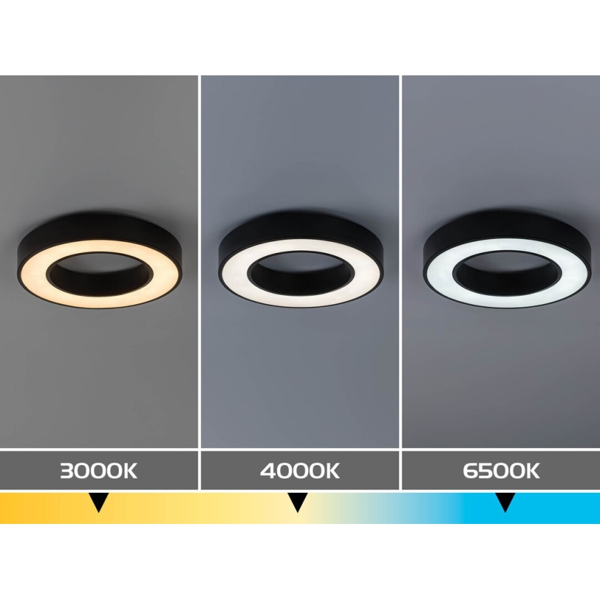 Rabalux - Luminária de tecto LED regulável LED/45W/230V 3000–6500K Ø 60 cm preta + controlo remoto