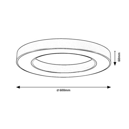 Rabalux - Luminária de tecto LED regulável LED/45W/230V 3000–6500K Ø 60 cm preta + controlo remoto