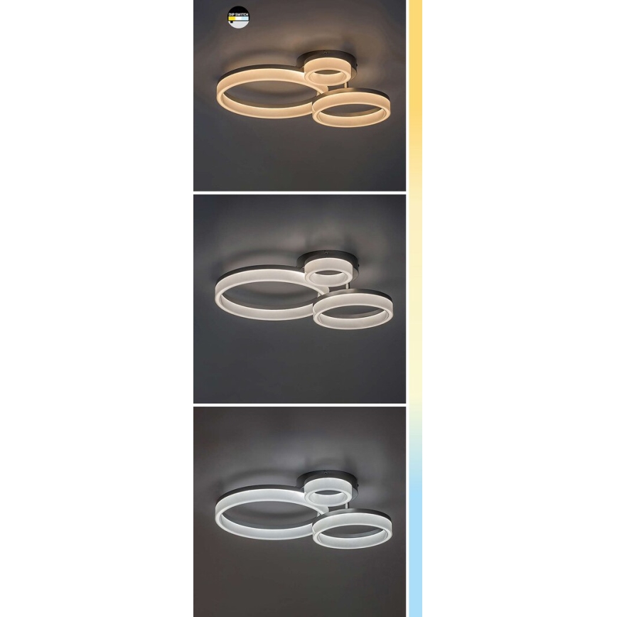 Rabalux - Iluminação de teto LED LED/24W/230V 3000/4000/6500K preto 38x51 cm