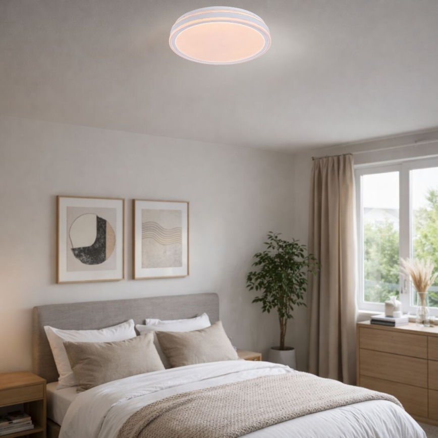 Rabalux - Candeeiro de tecto LED dimerizável LED/23W/230V 3000-6500K diâmetro 38,5 cm branco + comando remoto