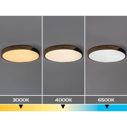 Rabalux - Candeeiro de tecto LED/42W/230V 3000/4000/6500K preto/carvalho Ø 61 cm