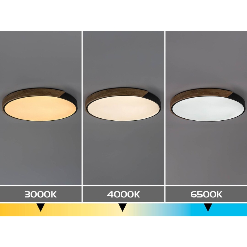 Rabalux - Candeeiro de tecto LED/42W/230V 3000/4000/6500K preto/carvalho Ø 61 cm