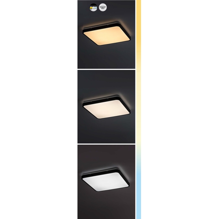 Rabalux - Iluminação de teto para casa de banho LED LED/24W/230V 3000/4000/6000K IP44 29x29 cm preto