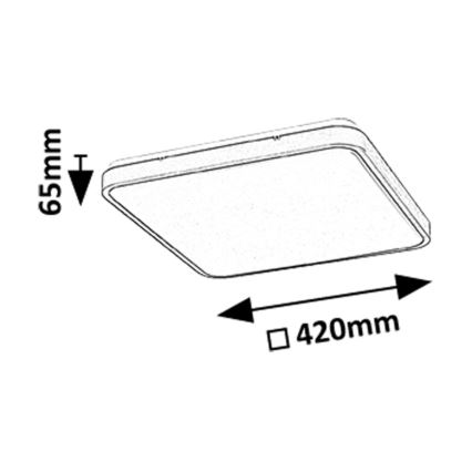 Rabalux - Iluminação de teto para casa de banho LED com regulação LED/36W/230V 3000-6000K IP44 42x42 cm preto + comando