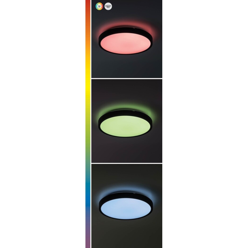 Rabalux - Luminária de teto para banheiro LED RGB regulável LED/36W/230V 3000-6000K Wi-Fi Tuya IP44 diâmetro 42 cm preta