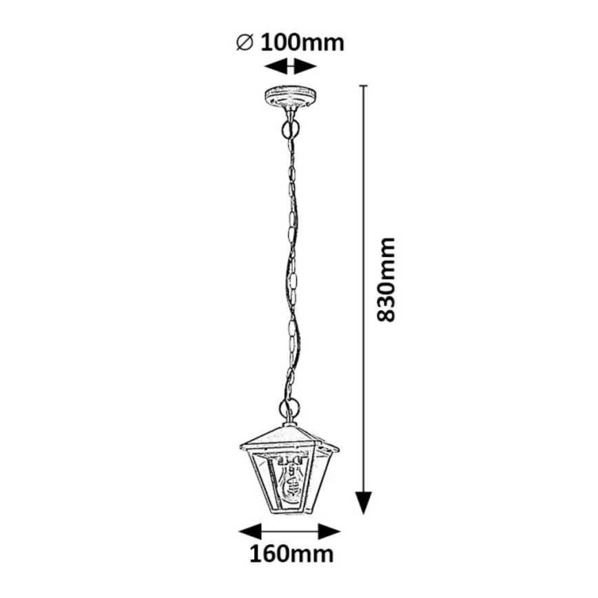 Rabalux - Luminária de exterior suspensa com corrente 1xE27/40W/230V IP44