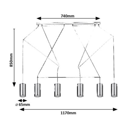 Rabalux - Candeeiro suspenso com cabo 6xGU10/50W/230V