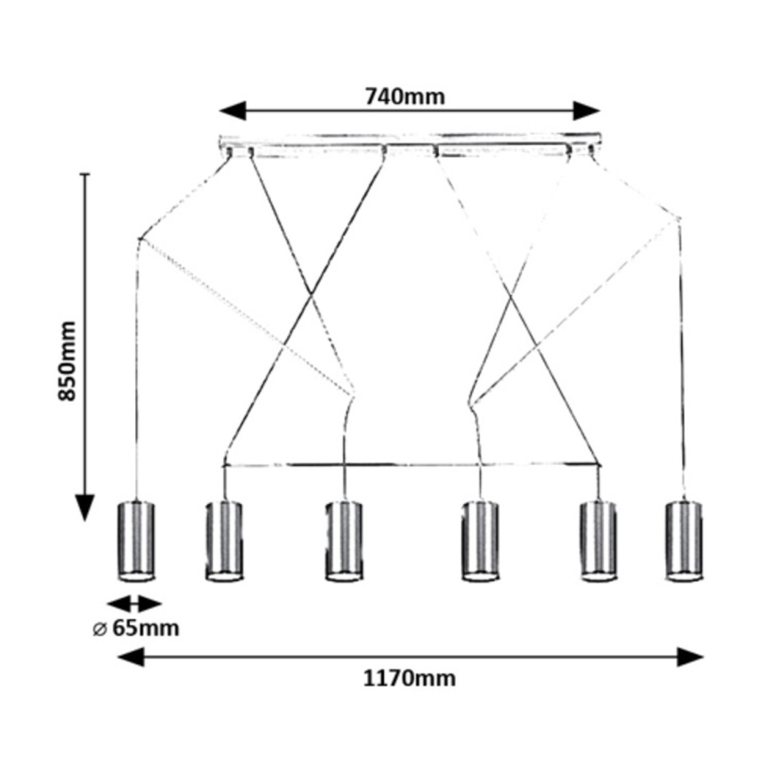 Rabalux - Candeeiro suspenso com cabo 6xGU10/50W/230V