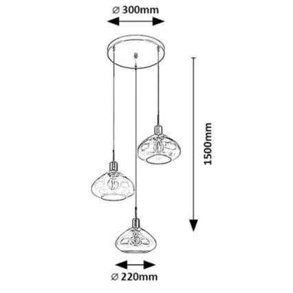 Rabalux - Lustre suspenso com cabo 3xE27/40W/230V