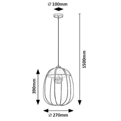 Rabalux - Candelabro suspenso 1xE27/60W/230V preto/laranja