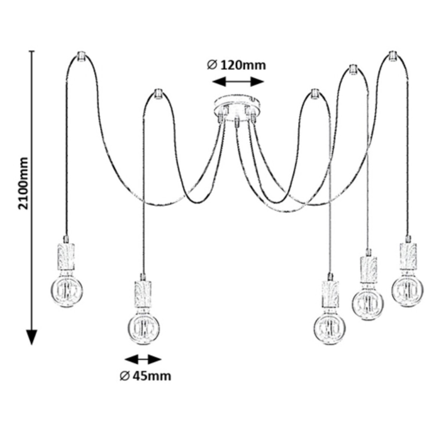 Rabalux - Lustre suspenso em cabo 5xE27/60W/230V aranha faia