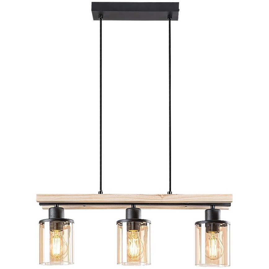 Rabalux - Lustre suspenso em cabo 3xE27/25W/230V pinho