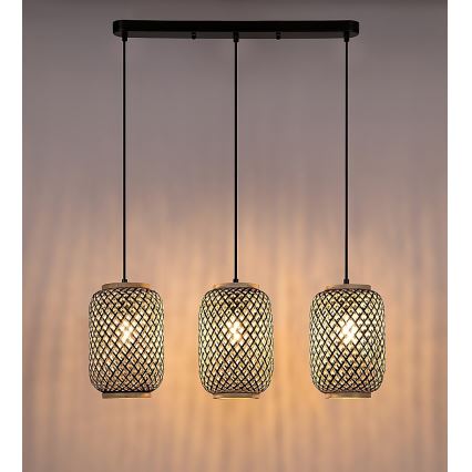 Rabalux - Lustre suspenso com cabo 3xE27/40W/230V rattan