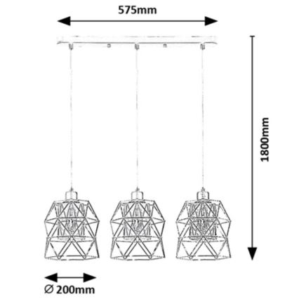 Rabalux - Lustre suspenso com cabo 3xE27/40W/230V