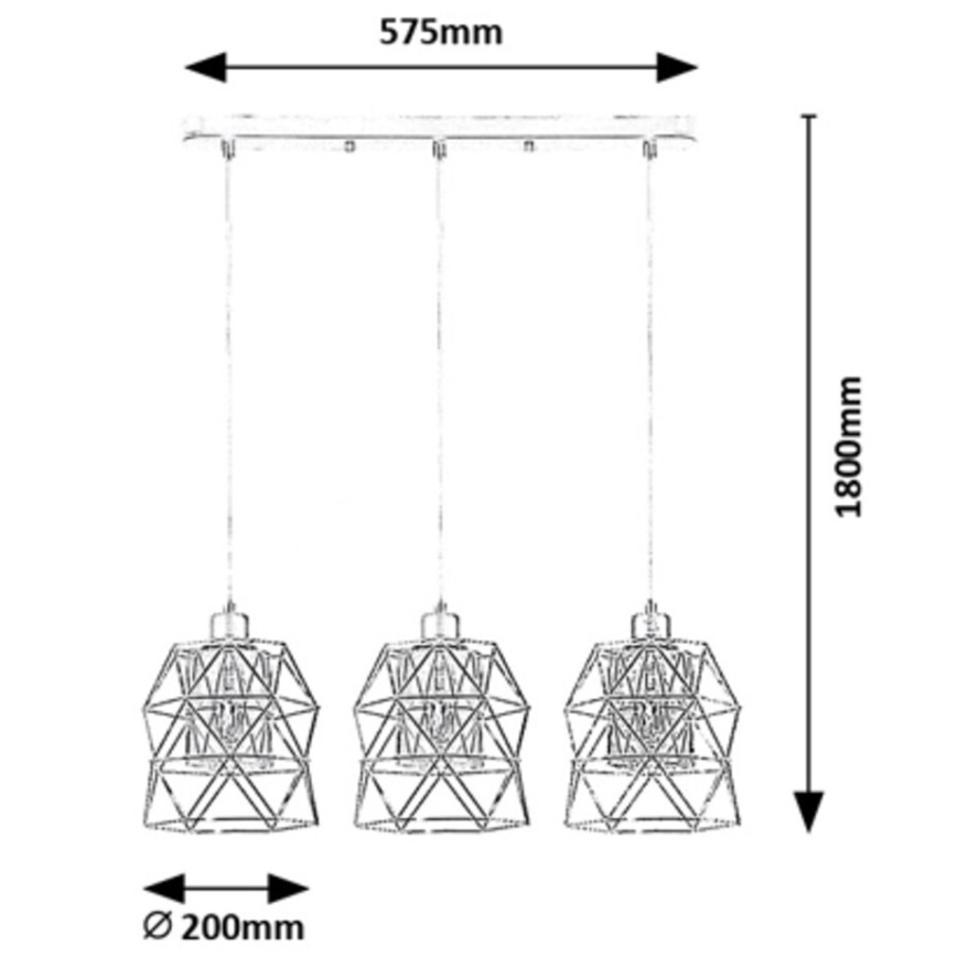 Rabalux - Lustre suspenso com cabo 3xE27/40W/230V