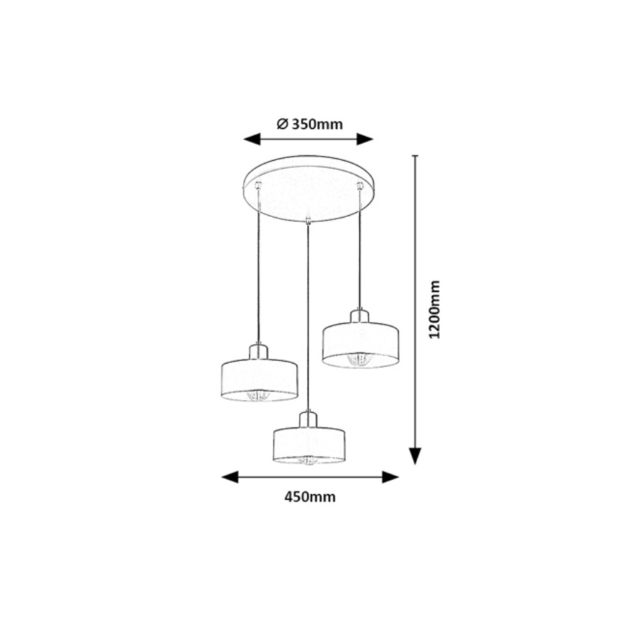 Rabalux - Lustre suspenso com cabo 3xE27/25W/230V