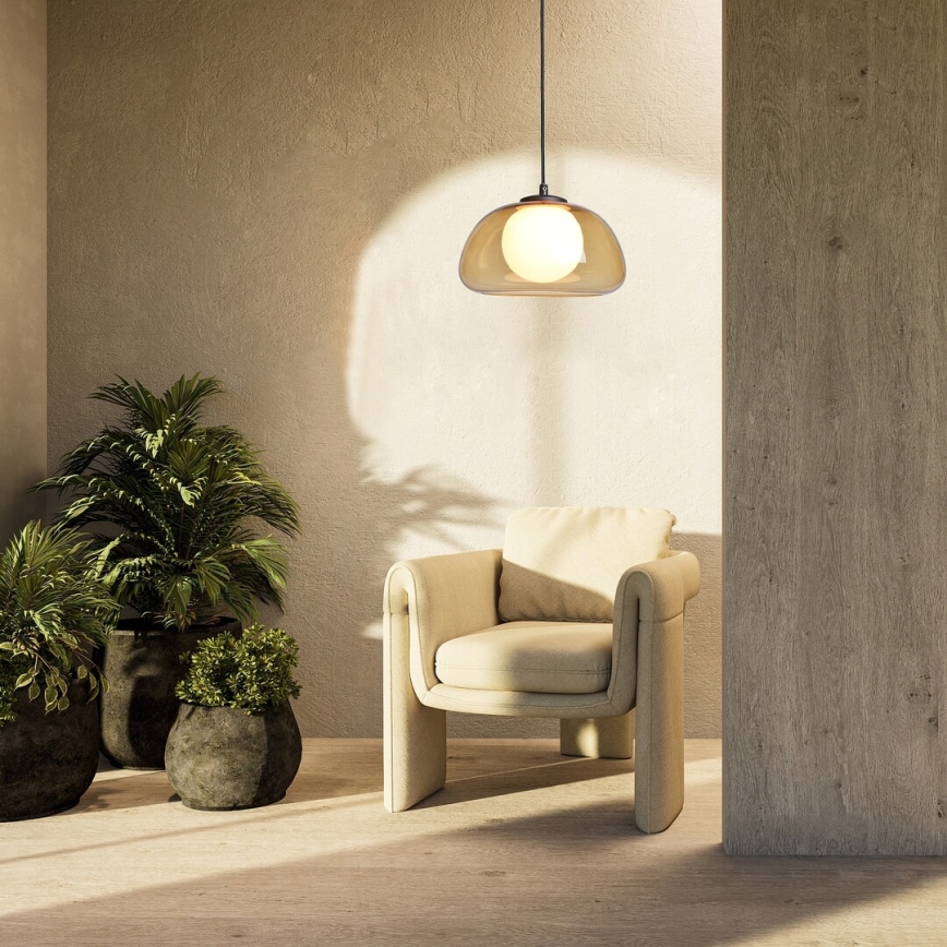 Rabalux - Candeeiro suspenso 1xG9/5W/230V castanho/fumado