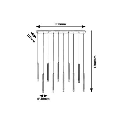Rabalux - Candeeiro suspenso 10xG9/5W/230V dourado